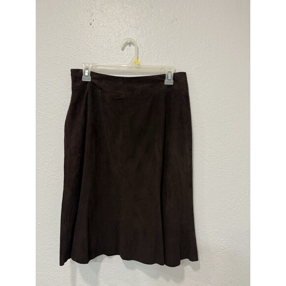 Eileen Fisher Goat Suede Chocolate Brown Skirt Lined Petite Small - Picture 2 of 8